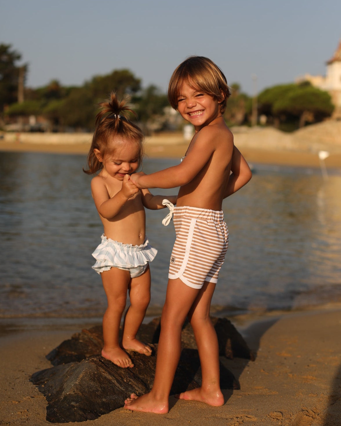 Baby Bikini Pants - UPF50+ - Misty Blue Stripes