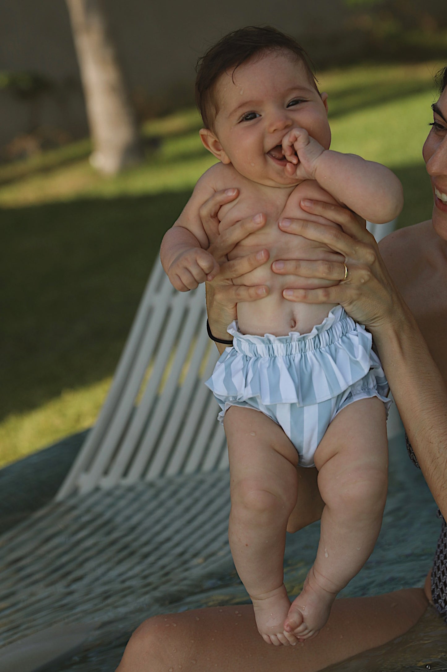 Baby Bikini Pants - UPF50+ - Misty Blue Stripes - Petit Filippe