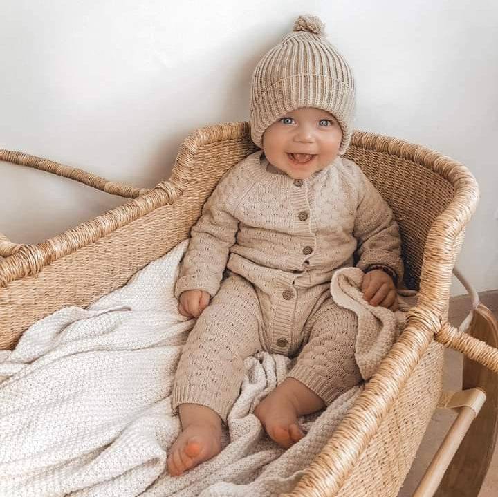 Knitted Playsuit - Cotton - Oatmeal - Petit Filippe