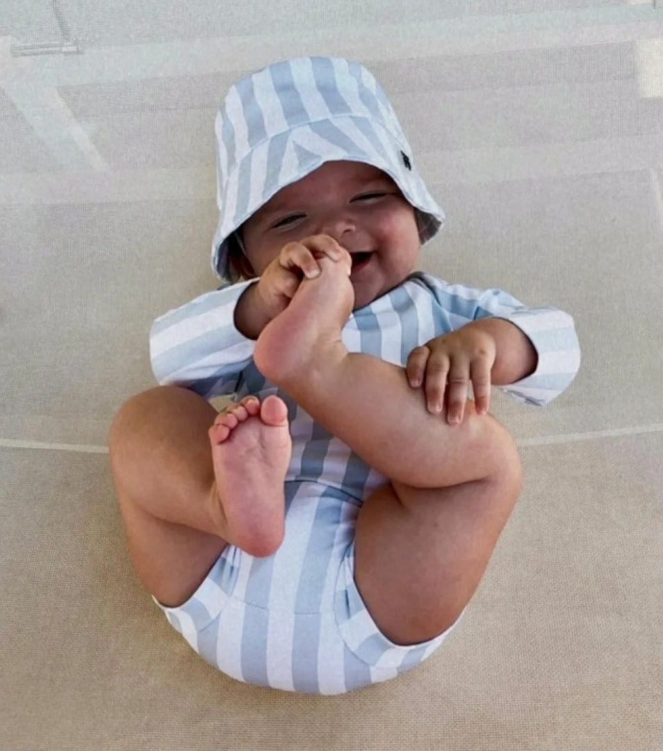 Baby Swimsuit - UPF50+ - Misty Blue Stripes - Petit Filippe