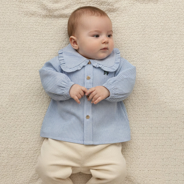 Blouse en coton - Rayure bleue classique