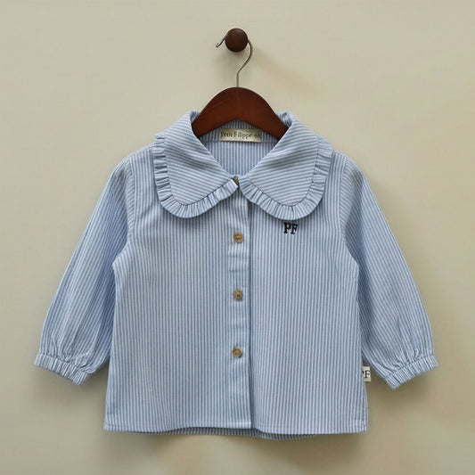 Blouse en coton - Rayure bleue classique
