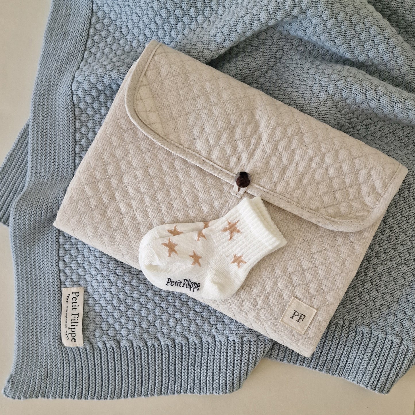 Quilted Changing Mat - Natural Linen/Cotton Blend - Petit Filippe