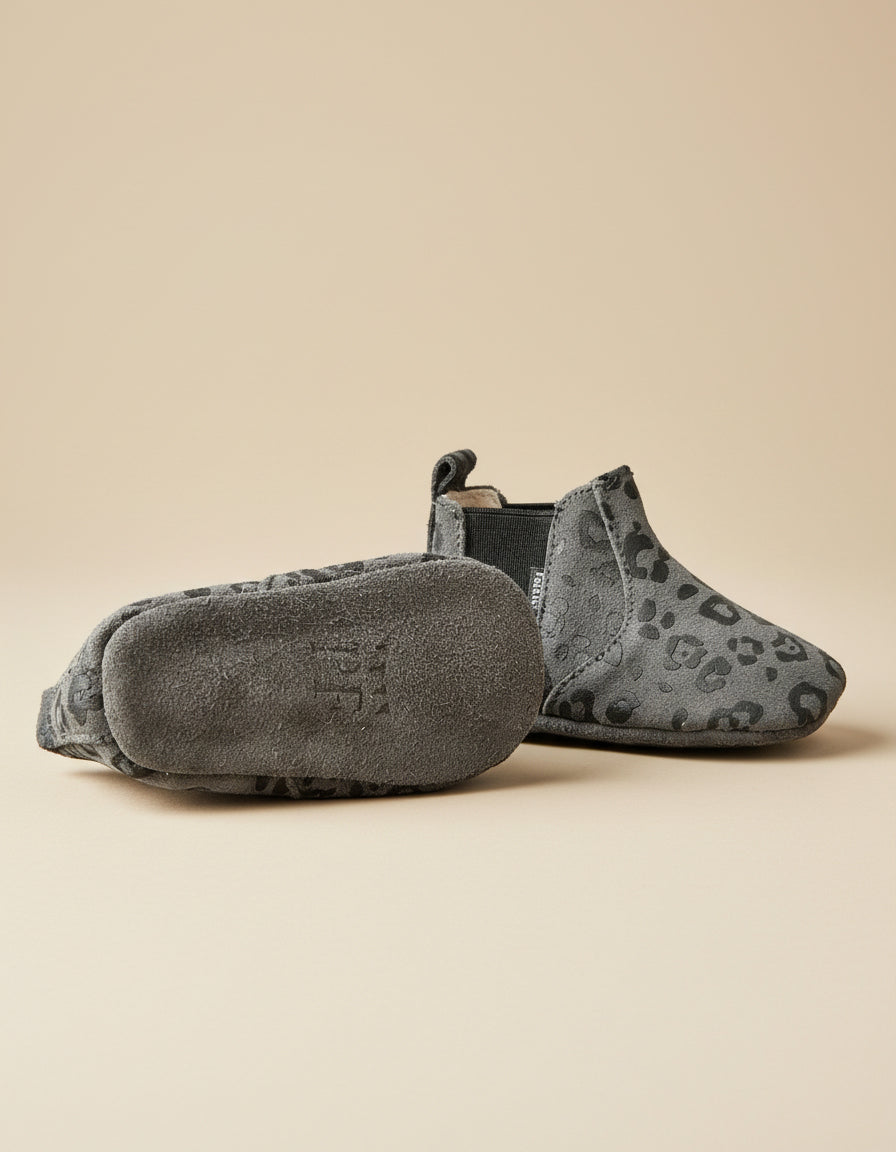 Baby - Chelsea Booties - Dark Grey Leopard - Petit Filippe