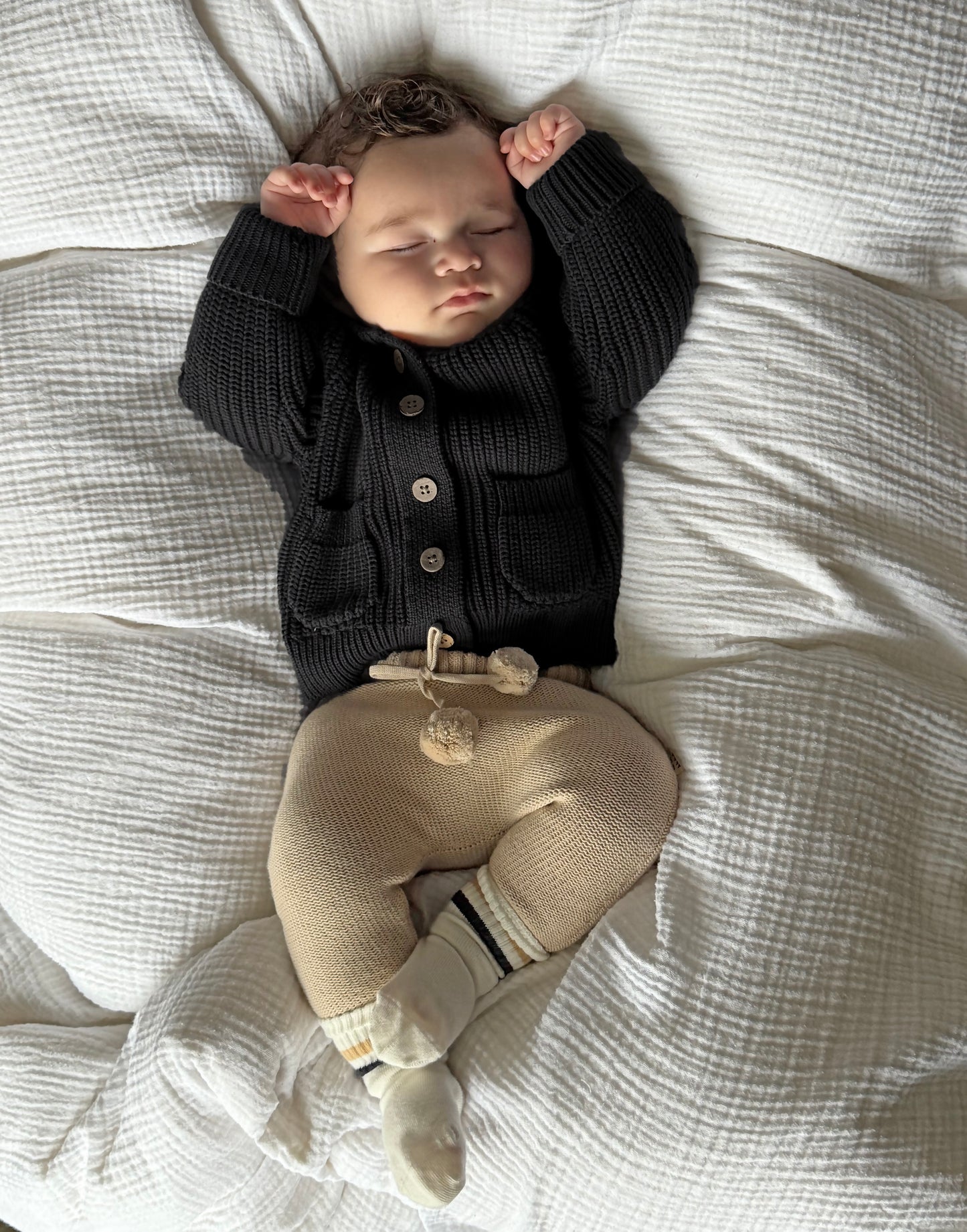 Chunky Hooded Cardigan - Cotton - Graphite - Petit Filippe