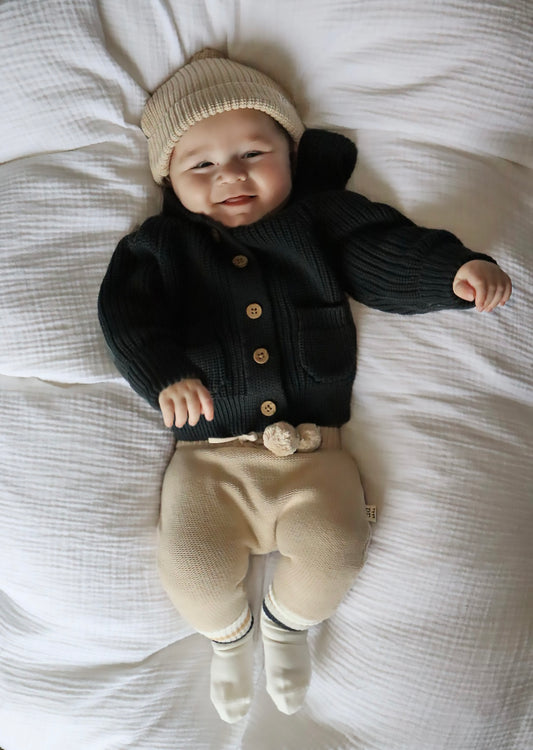 Chunky Hooded Cardigan - Cotton - Graphite - Petit Filippe