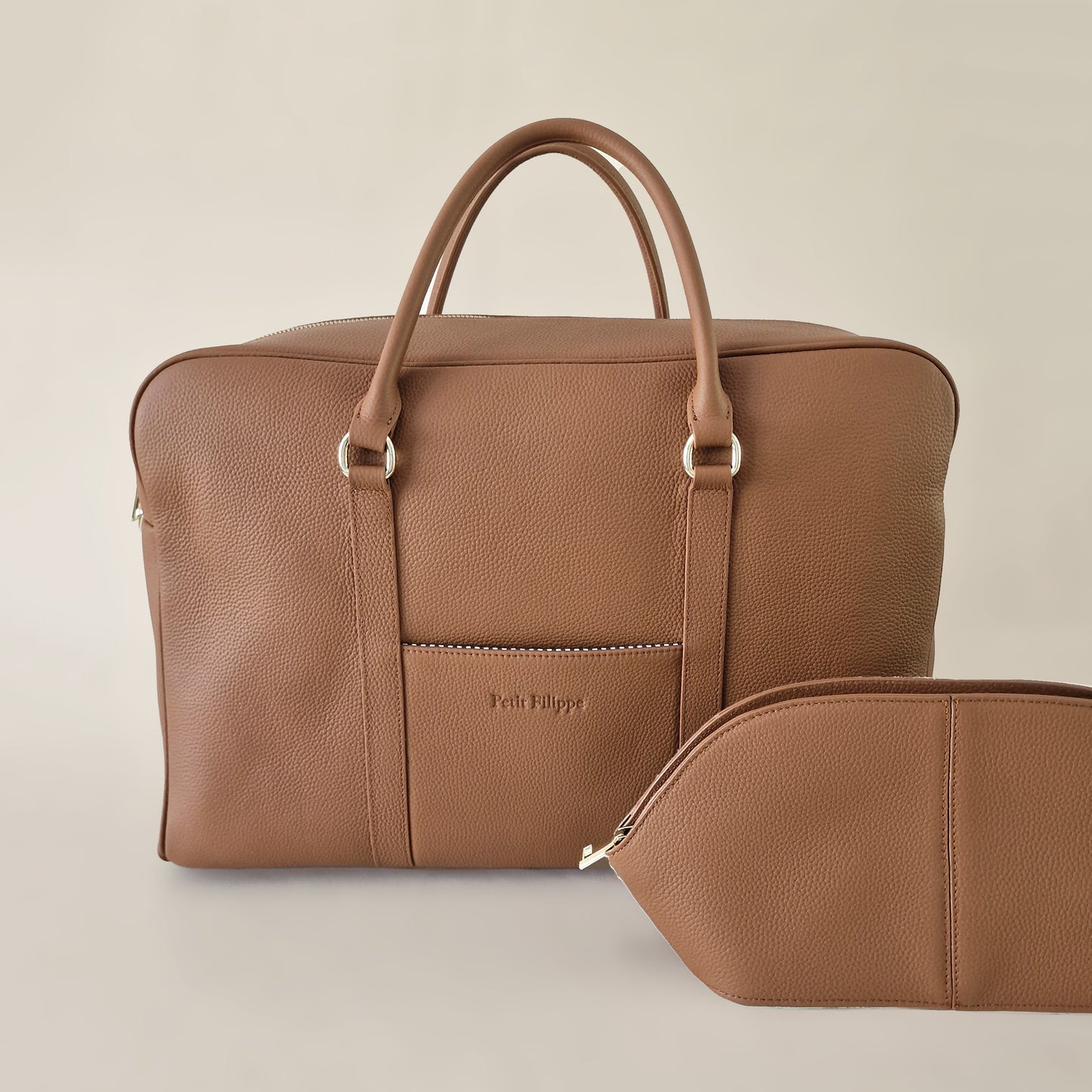 The Timeless Leather Pouch - Tan / Gold - Petit Filippe