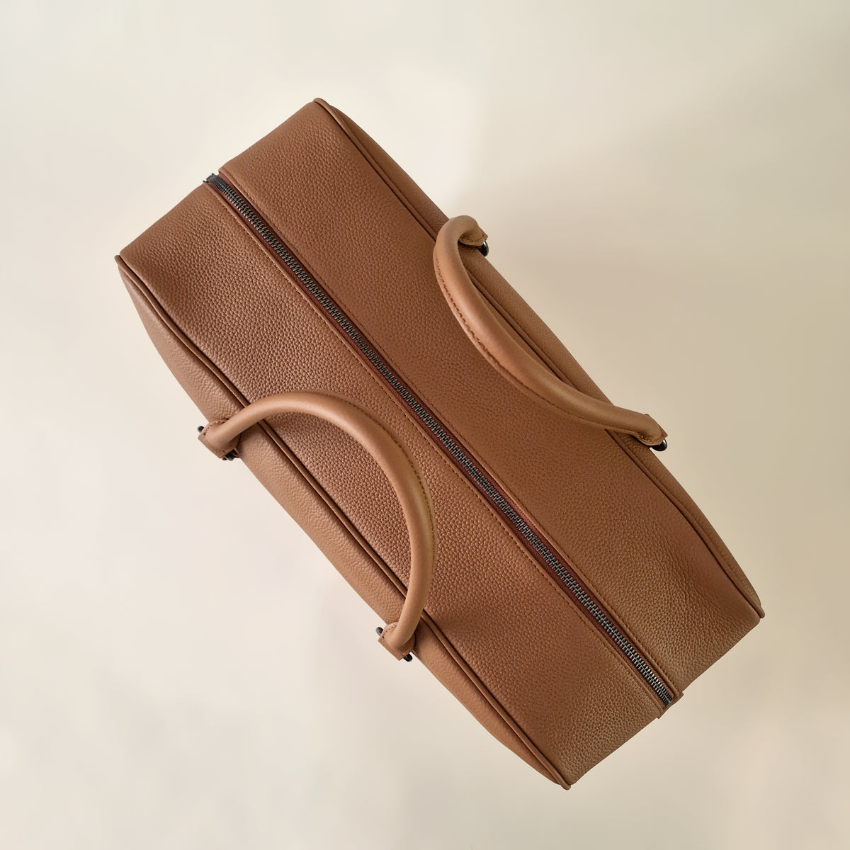 The Contemporary Leather Diaper Bag - Tan / Graphite - Petit Filippe