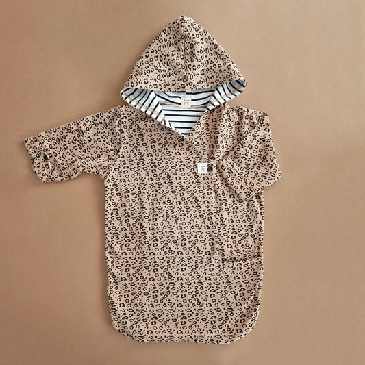 Cozy Hooded Wrap - Leopard & Black Stripes - Petit Filippe