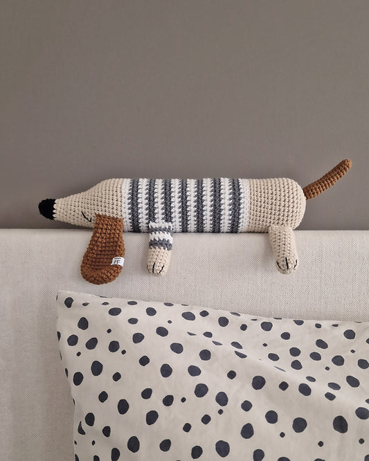 Crochet Dachshund - Cotton - Dark Grey Stripes - Petit Filippe