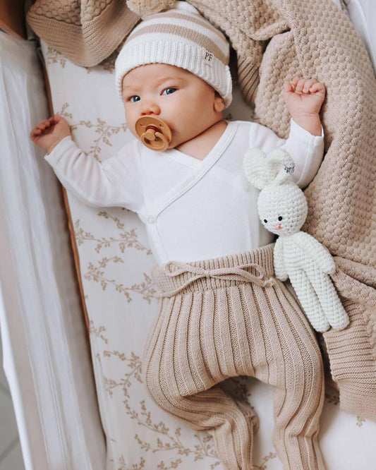 Knitted Footed Leggings - Cotton - Oatmeal - Petit Filippe