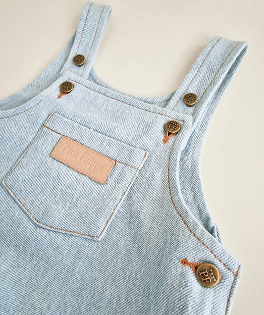 Denim - Romper Overalls - Misty Blue - Petit Filippe