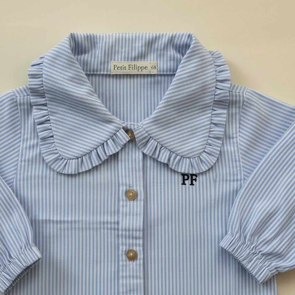 Cotton Blouse - Classic Blue Stripe - Petit Filippe