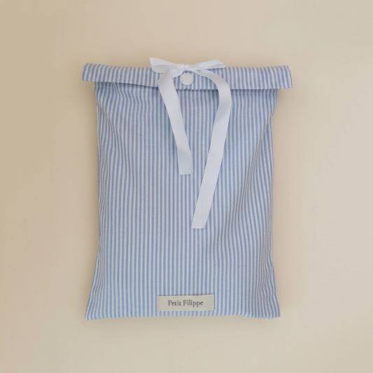 76 x 43 cm - Spannbettlaken passend zu unserer Moses-Korbmatratze - Blau gestreift