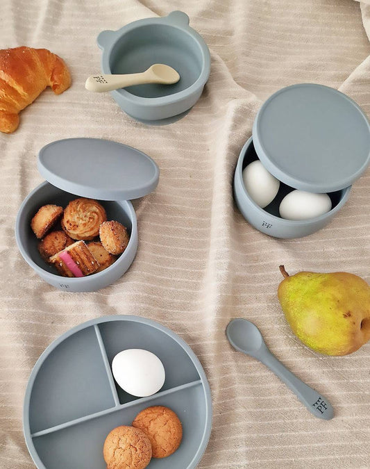 Silicone Snack & Meal Box - Set of 2 - Misty - Petit Filippe
