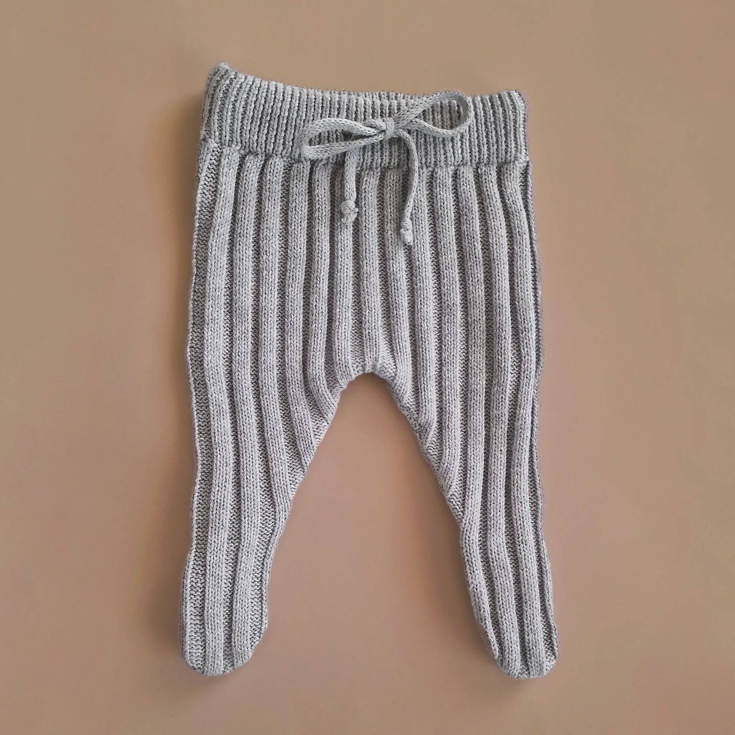 Knitted Footed Leggings Cotton Grey