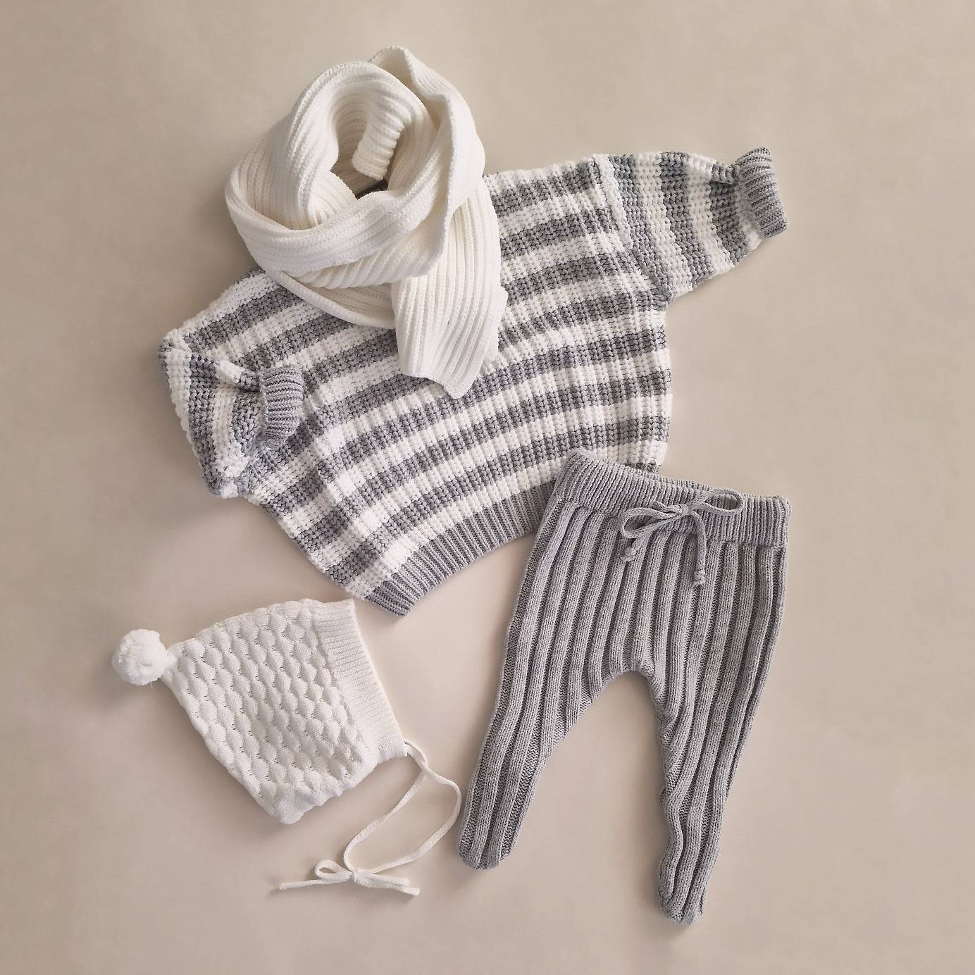 Knitted Footed Leggings - Cotton - Grey - Petit Filippe