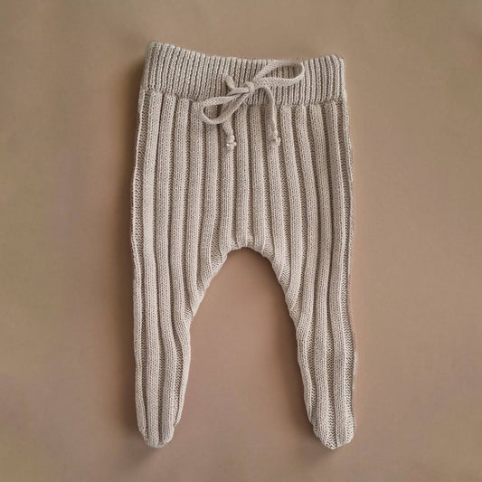 Knitted Footed Leggings - Cotton - Oatmeal - Petit Filippe