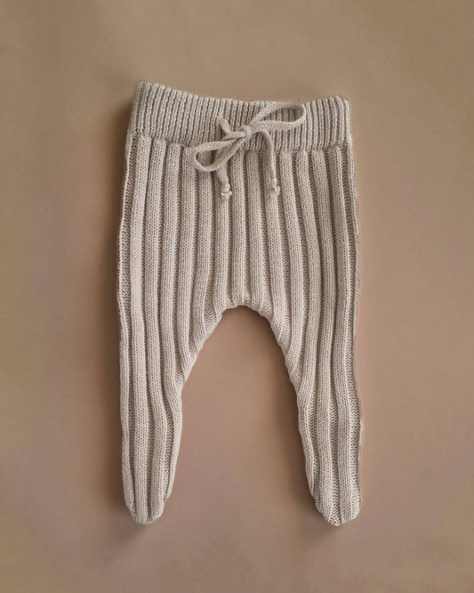 Knitted Footed Leggings - Cotton - Oatmeal - Petit Filippe