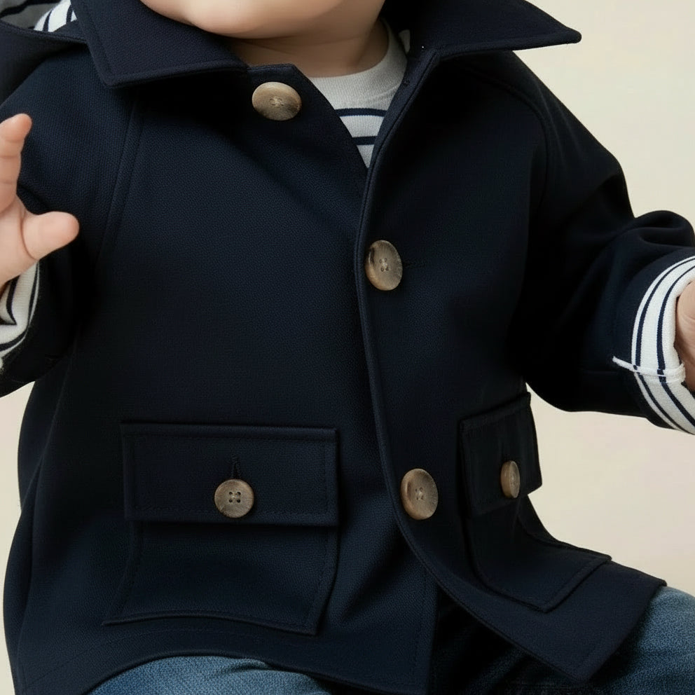 Hooded Coat - Night Blue