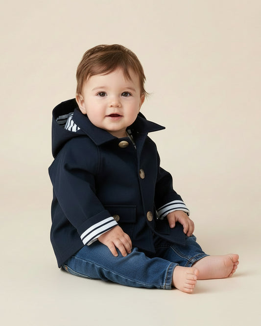 Hooded Coat - Night Blue