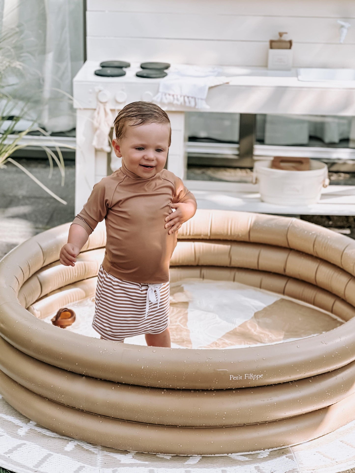 Inflatable Paddling Pool - Beige - 120 cm - Petit Filippe
