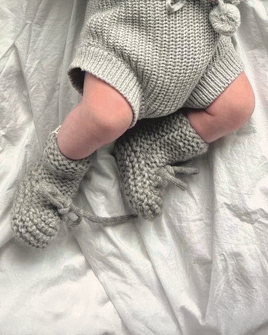 Baby - Knitted Booties - Grey - Petit Filippe