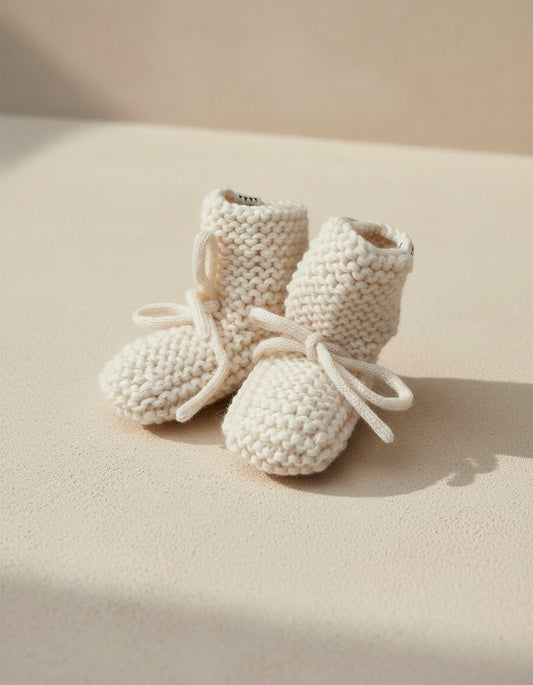 Baby - Knitted Booties - Ivory - Petit Filippe