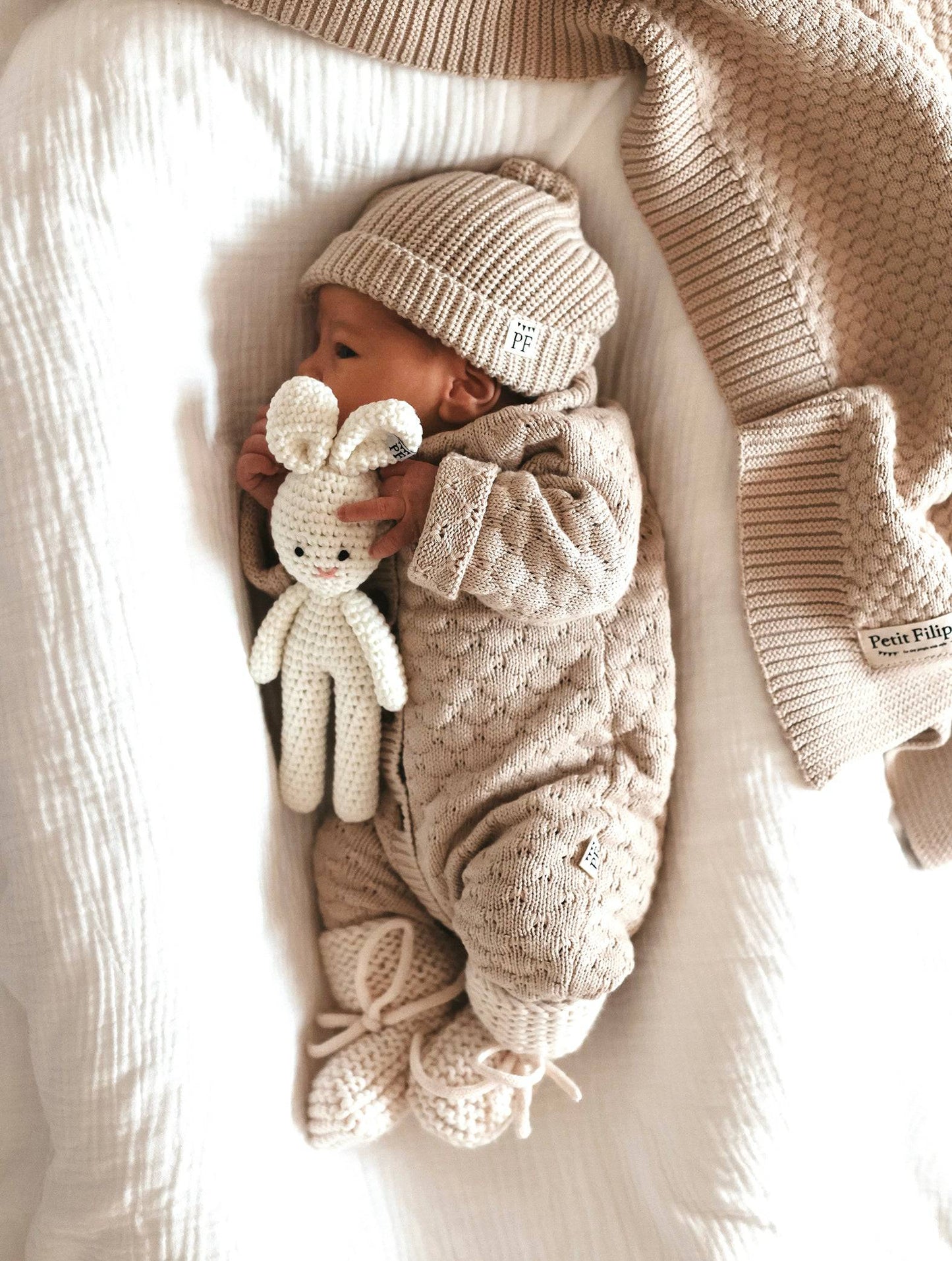 Baby - Knitted Booties - Ivory - Petit Filippe