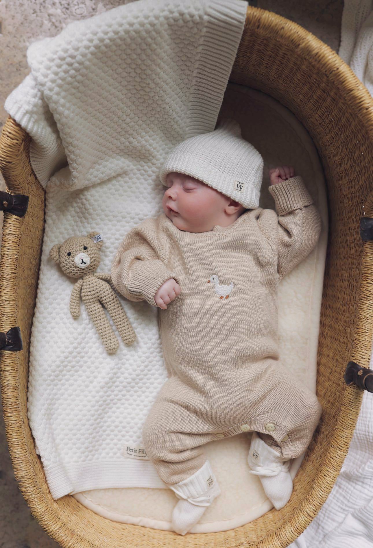 Short Beanie - Cotton - Ivory - Petit Filippe