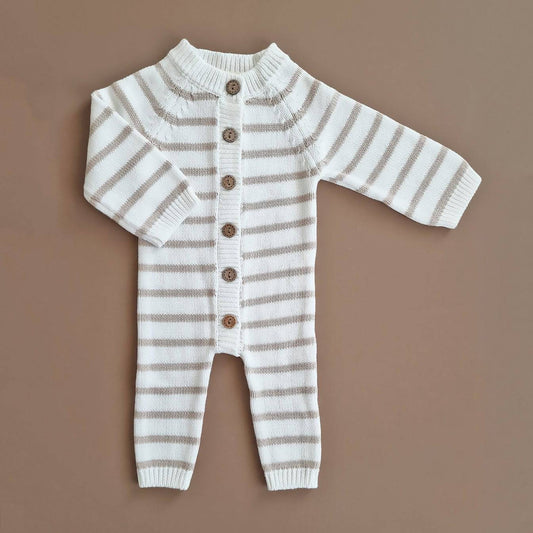 Knitted Playsuit - Cotton - Striped - Petit Filippe