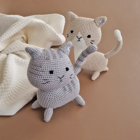 Crochet Cat - Cotton - Grey - Petit Filippe