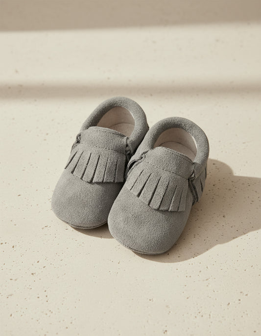 Baby - Suede Moccasins - Grey - Petit Filippe