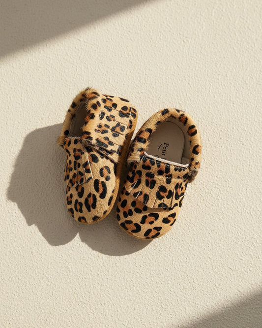 Baby - Pony Hair Moccasins - Leopard is a neutral - Petit Filippe