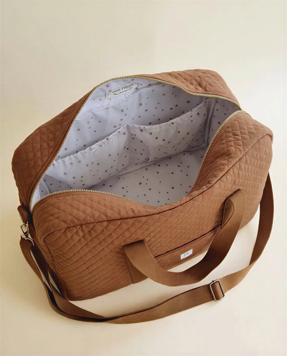 Quilted Diaper Bag - Brick - Petit Filippe