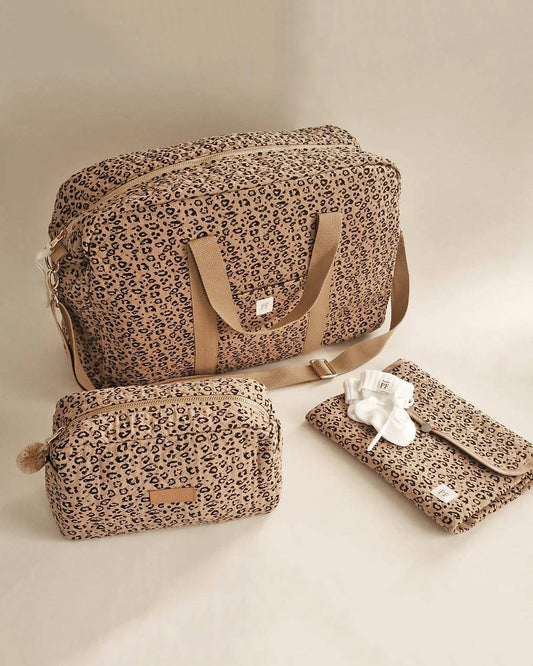 Quilted Diaper Bag - Leopard - Petit Filippe