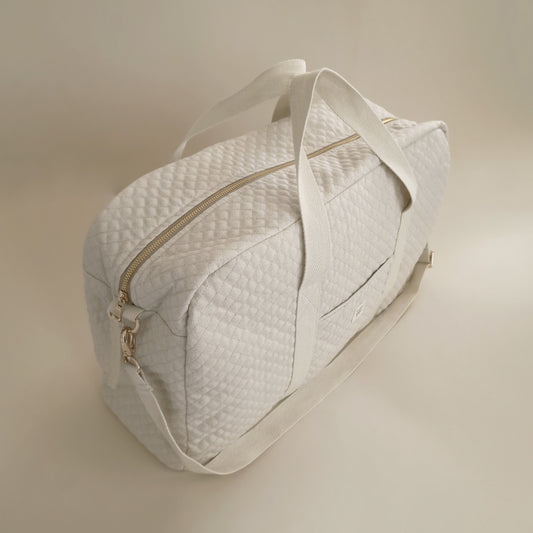 Quilted Diaper Bag - Natural Linen/Cotton Blend - Petit Filippe