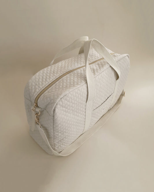 Quilted Diaper Bag - Natural Linen/Cotton Blend - Petit Filippe