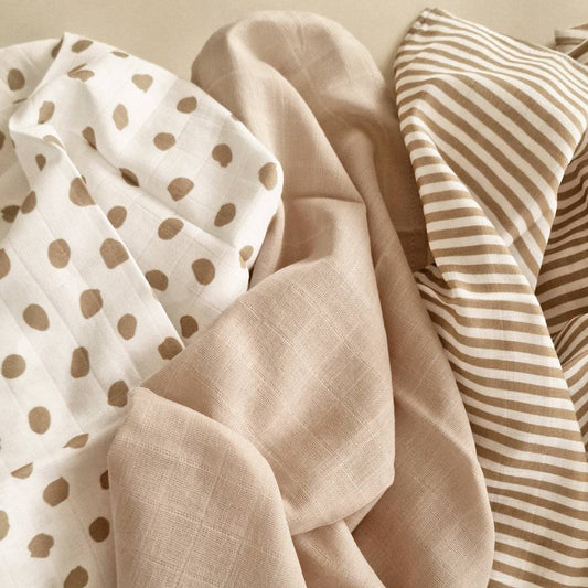 Muslin Cloths - 3 pack - Beige & Oatmeal - Petit Filippe
