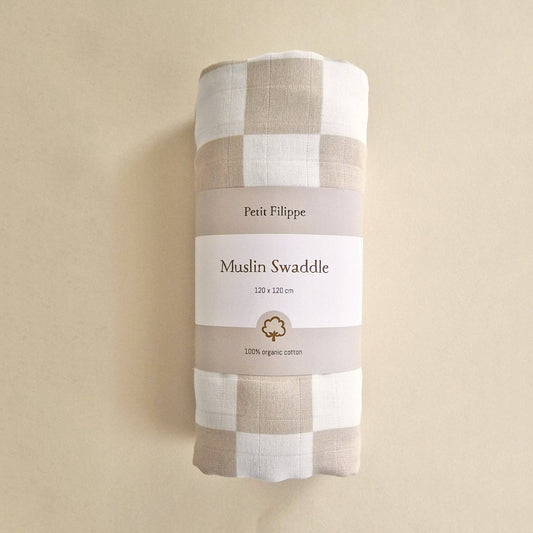 Muslin Swaddle XL - Checkered - Petit Filippe