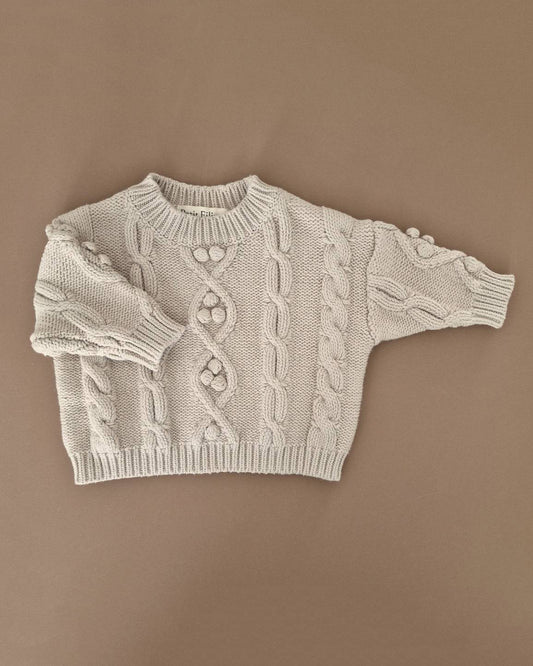 Oversized Cable Knit Sweater - Cotton - Oatmeal - Petit Filippe