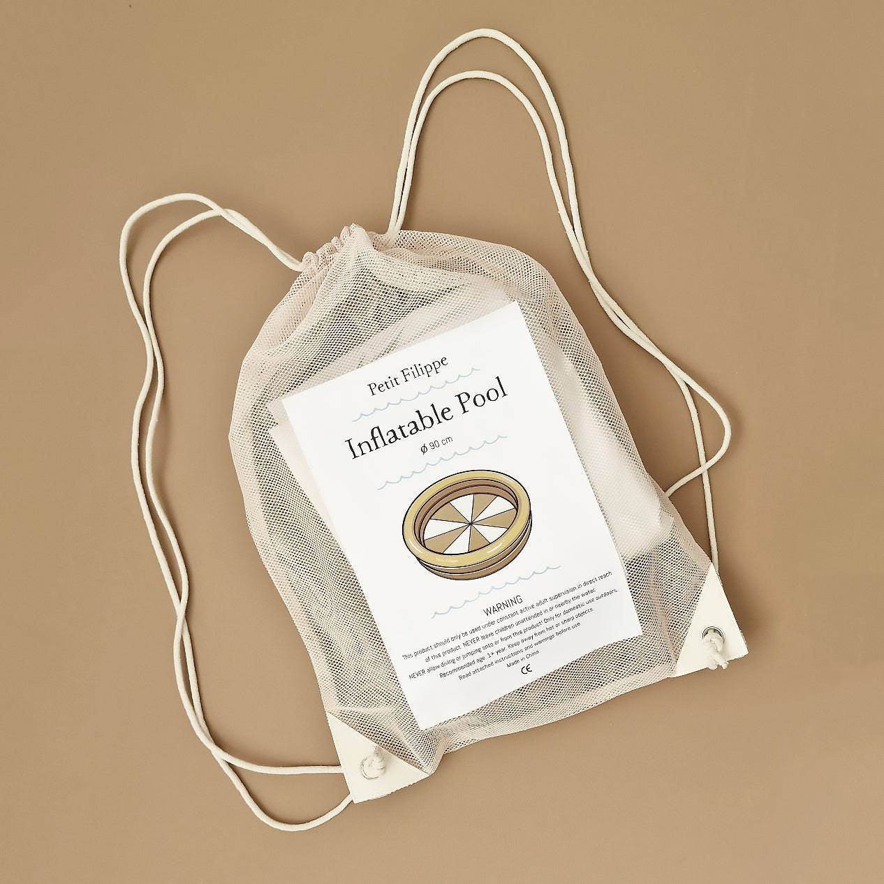 Inflatable Paddling Pool - Beige - 90 cm - Petit Filippe