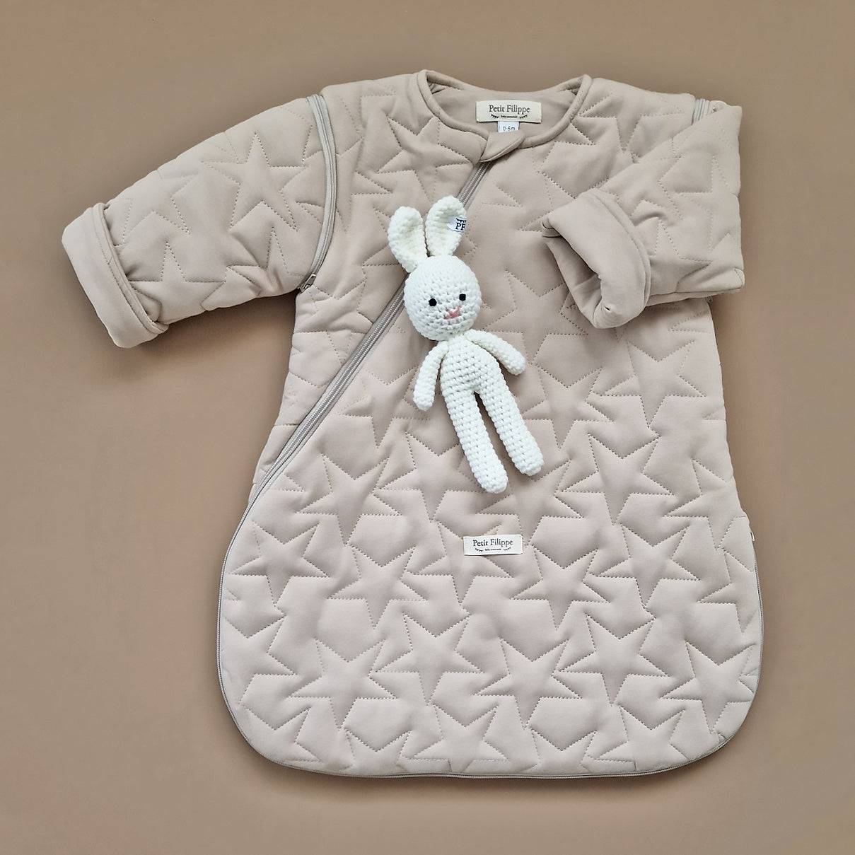 Quilted Sleeping Bag With Detachable Sleeves - Oatmeal - Petit Filippe