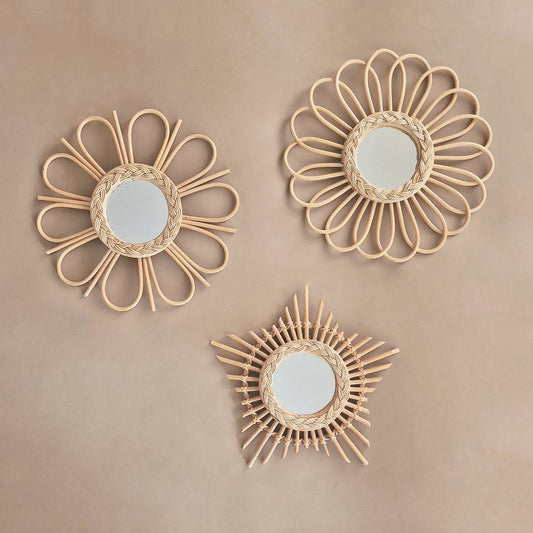 Handmade Rattan Mirrors - Set of 3 - Petit Filippe