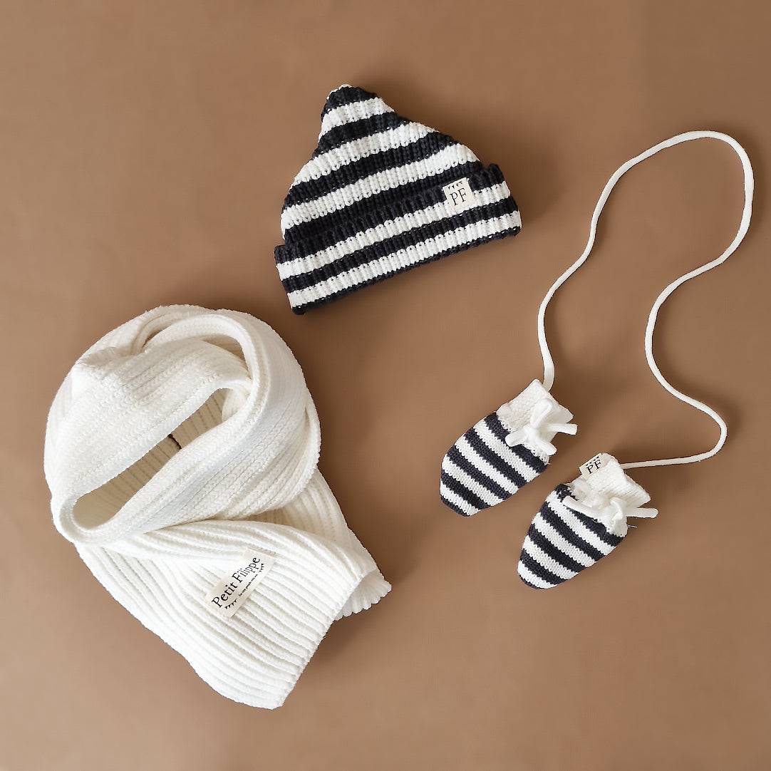 Short Beanie - Cotton - Graphite & Ivory - Petit Filippe