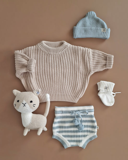 Short Beanie - Cotton - Misty Blue - Petit Filippe