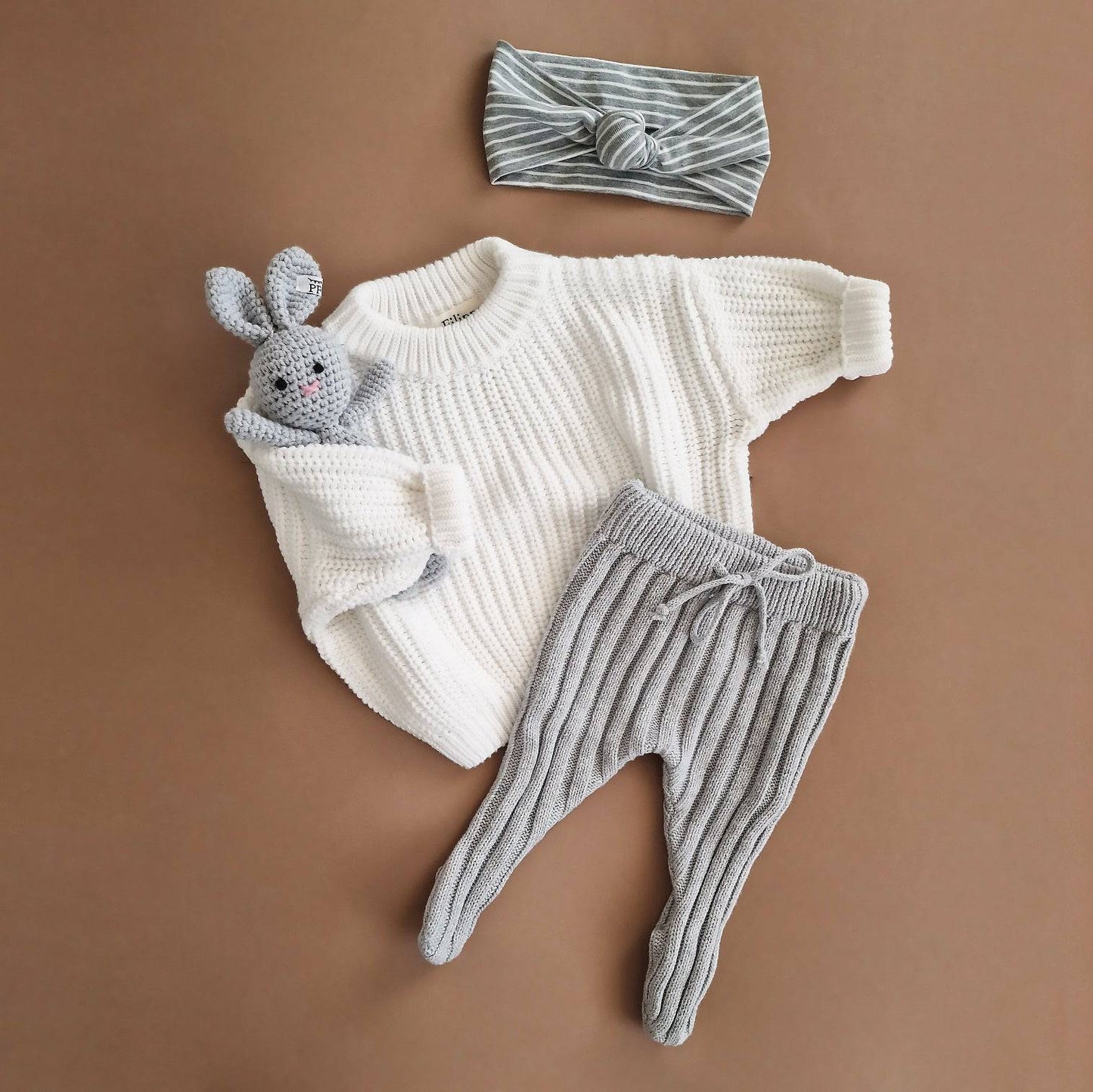 Knitted Footed Leggings - Cotton - Grey - Petit Filippe