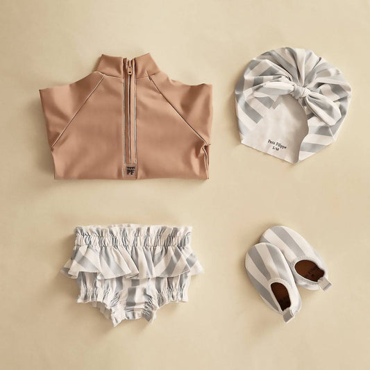 Baby Swim Turban - UPF50+ - Misty Blue Stripes - Petit Filippe