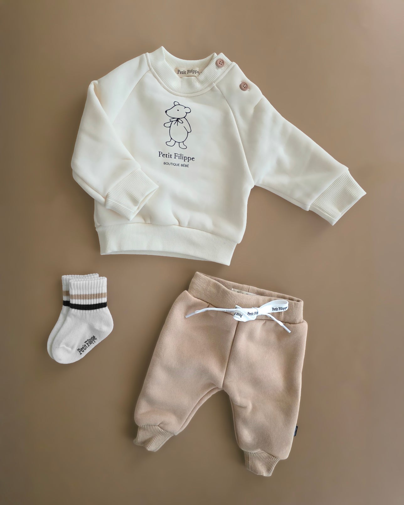 Sweatshirt - Teddy Bear - Ecru - Petit Filippe