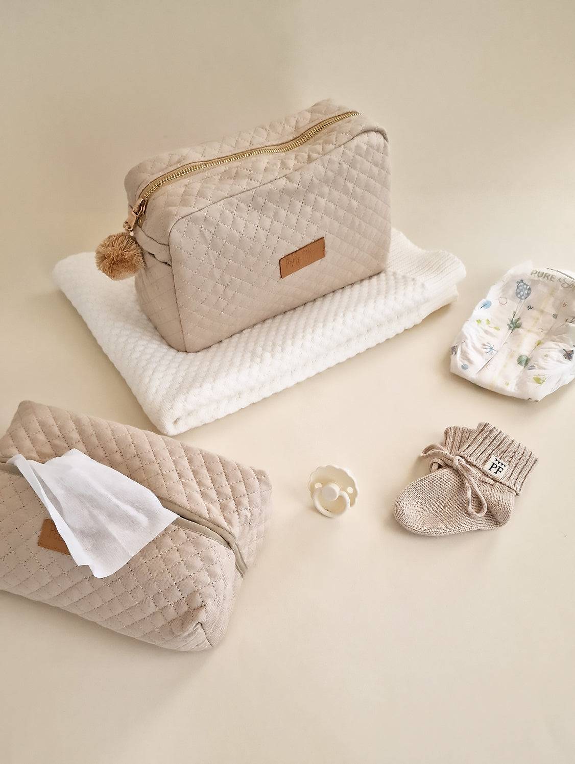 Quilted Toiletry Bag - Oatmeal - Petit Filippe